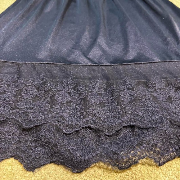 Altar'd State Navy A-Line Skirt with Lace Hem - Picture 2 of 7